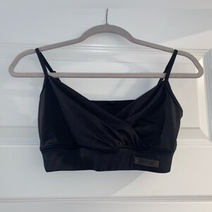 Black Women's Wrap Sports Bra Top by Bo + Tee - Medium